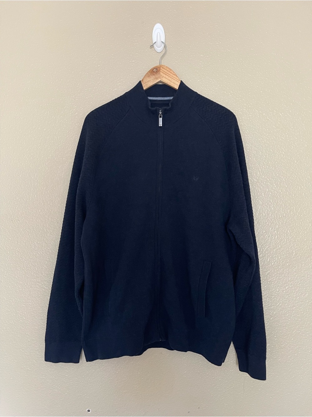 Buttercloth Mens Navy Blue Full Zip Cardigan Size XL